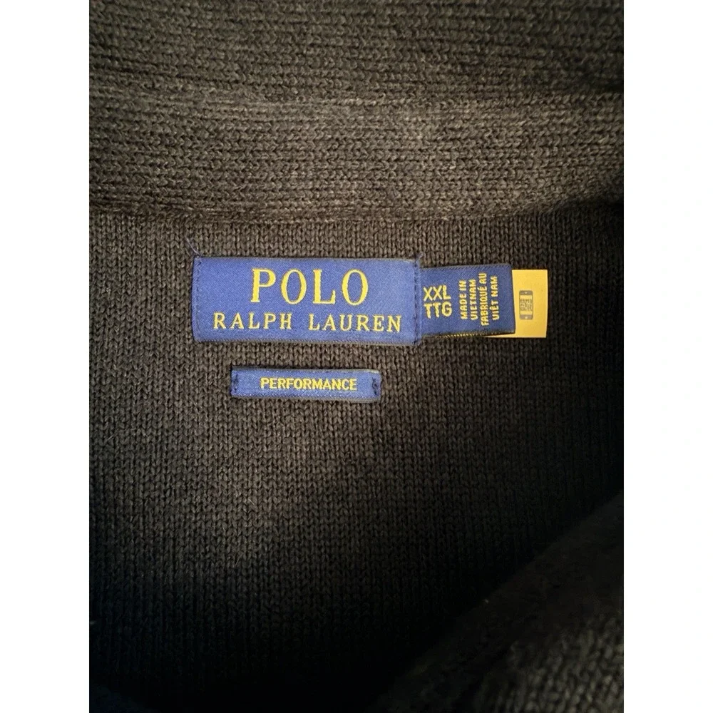 Polo Ralph Lauren Men's 2XL Brushed Fleece Shirt Jacket Black Red Logo Snaps